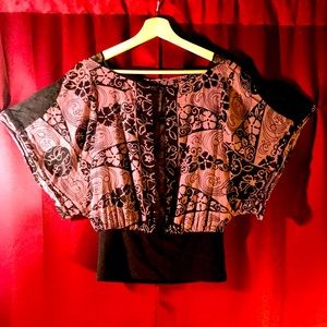Free People Purple pattern blouse w/ mesh detail